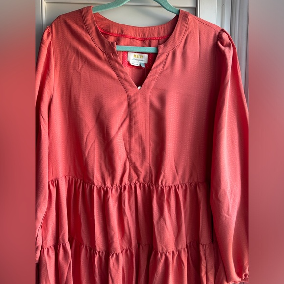 Anthropologie Maeve Amber Tiered Ruffled Tunic Dress 
Coral terracotta color 1X - Picture 5 of 11
